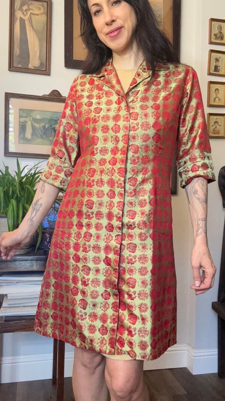Jill McGowan jacquard brocade floral print coat dress